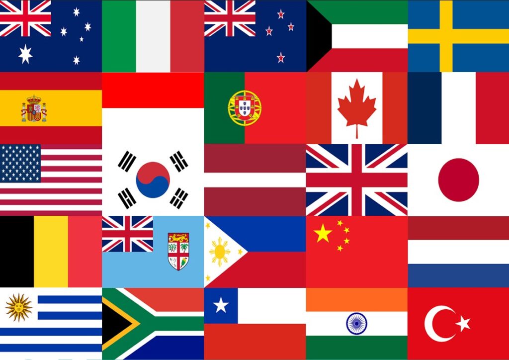 Flags of the countries that Senquip has shipped to in 2025