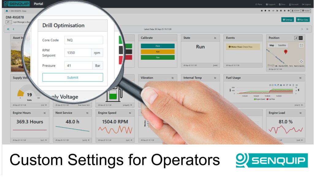 Custom settings now available directly on device pages on the Senquip Portal