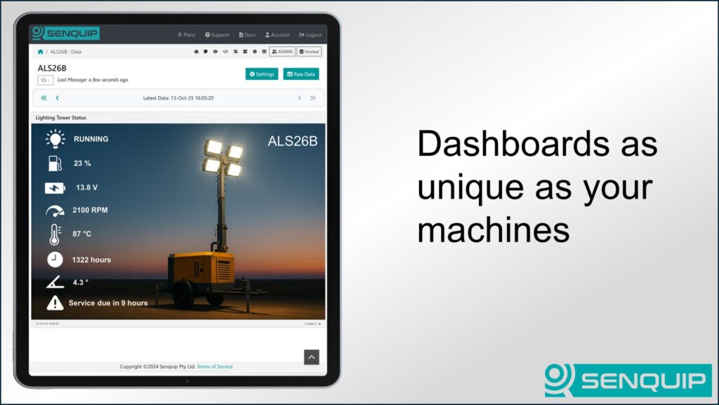 Unique dashboard for lighting tower